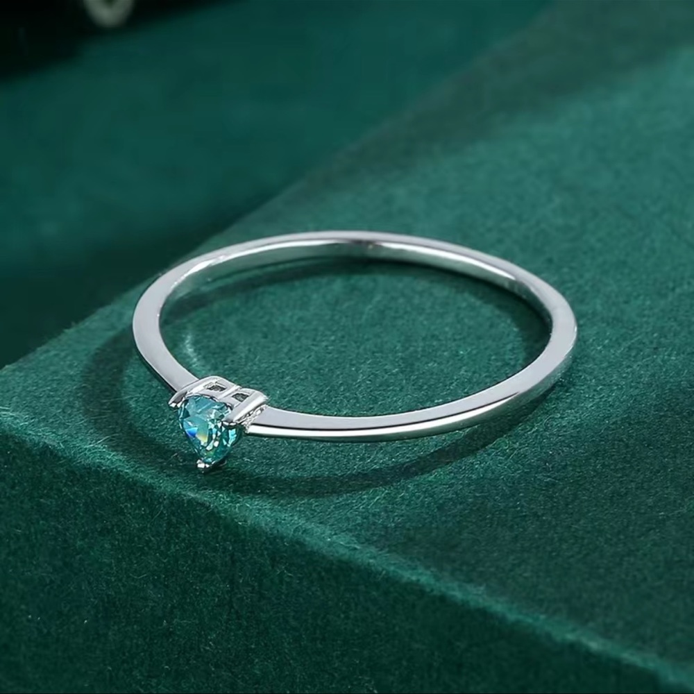 NWT 💍🩵 TURQUOISE AQUA .925 SILVER PLATED HEART PARAIBA TOURMALINE RING Size 7 - Picture 5 of 8